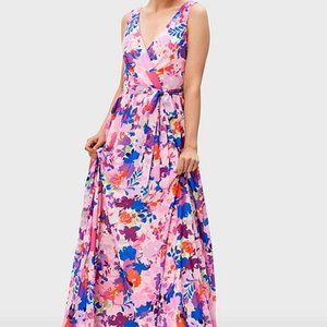 Floral Print Georgette Surplice Dress
